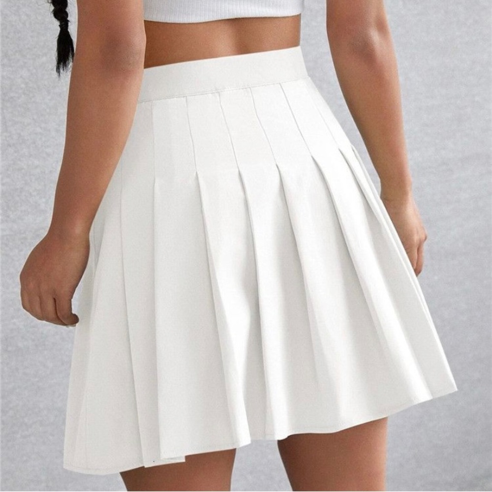 Sunday Best Pleated White Mini Skirt